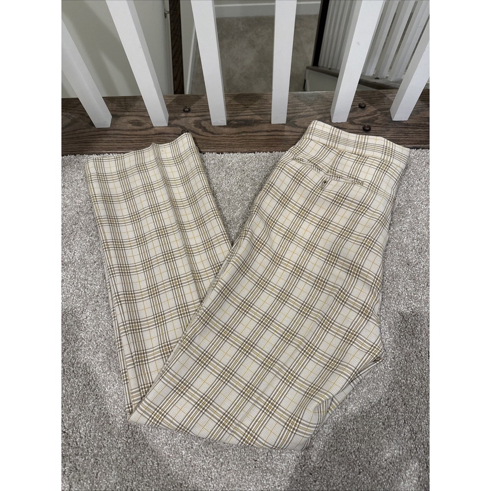 VTG‎ 70s JCPenney MW "The Slack" Tan Plaid Dress Pants High Rise Straight